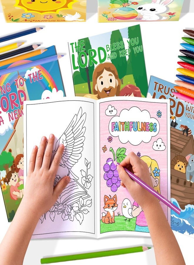 Kalysky 24Pcs Christian Bible Coloring Books for Kids, Mini Religious Jesus Stories Booklet Bulk, Easter DIY Art Drawing Book Activity Supplies for Church Sunday School Classroom Rewards Party Favors - Image 2